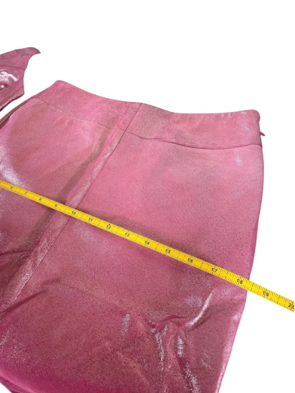 Rare Vintage Y2K Express Hot Pink 100% Leather Halter Top Skirt Set Sz XS Fest - Picture 13 of 16